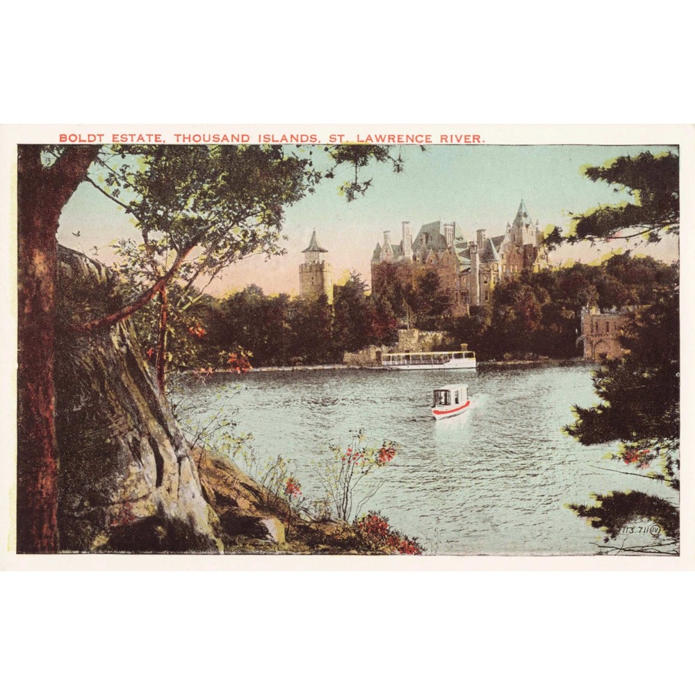 Thousand Islands NY Boldt Castle Estate St Lawrence River Valentine Postcard
